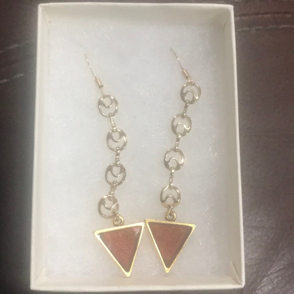 Swirl Chain Triangle Drop Earrings - image 1
